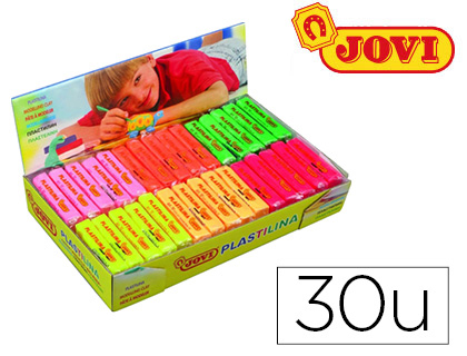 30 barras 50 g. plastilina Jovi 70 colores fluorescentes surtidos